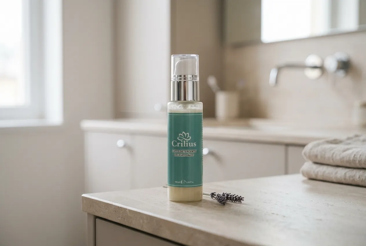 Flacone originale del Latte Detergente Delicato Aloe Crilius
