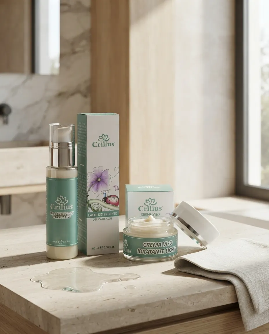 Latte Detergente Delicato Aloe e Crema Viso Idratante Light Crilius